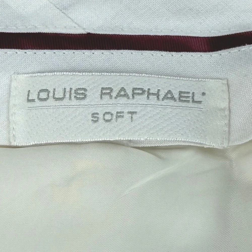 Louis Raphael Soft Mens Pleated Linen Trousers Off White 34x30